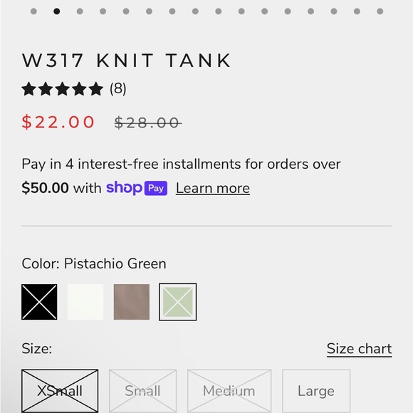 W317 Knit Tank in Pistachio Green - Picture 8 of 10